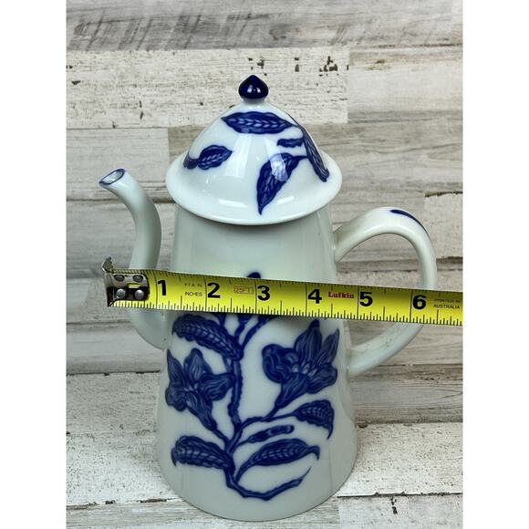 Mottahedeh Imperial Blue Porcelain Coffee Pot 10” Ming Dynasty Design - Picture 8 of 8